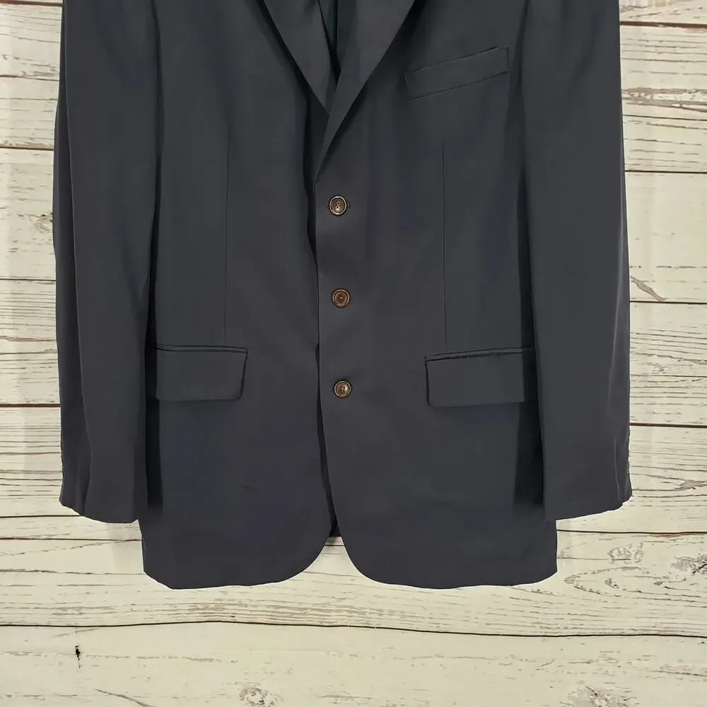 Nautica Men's Blue Wool 3 Button Mini Herringbone Sports Blazer Size 44L